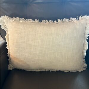 Fringed Ivory Throw Pillow